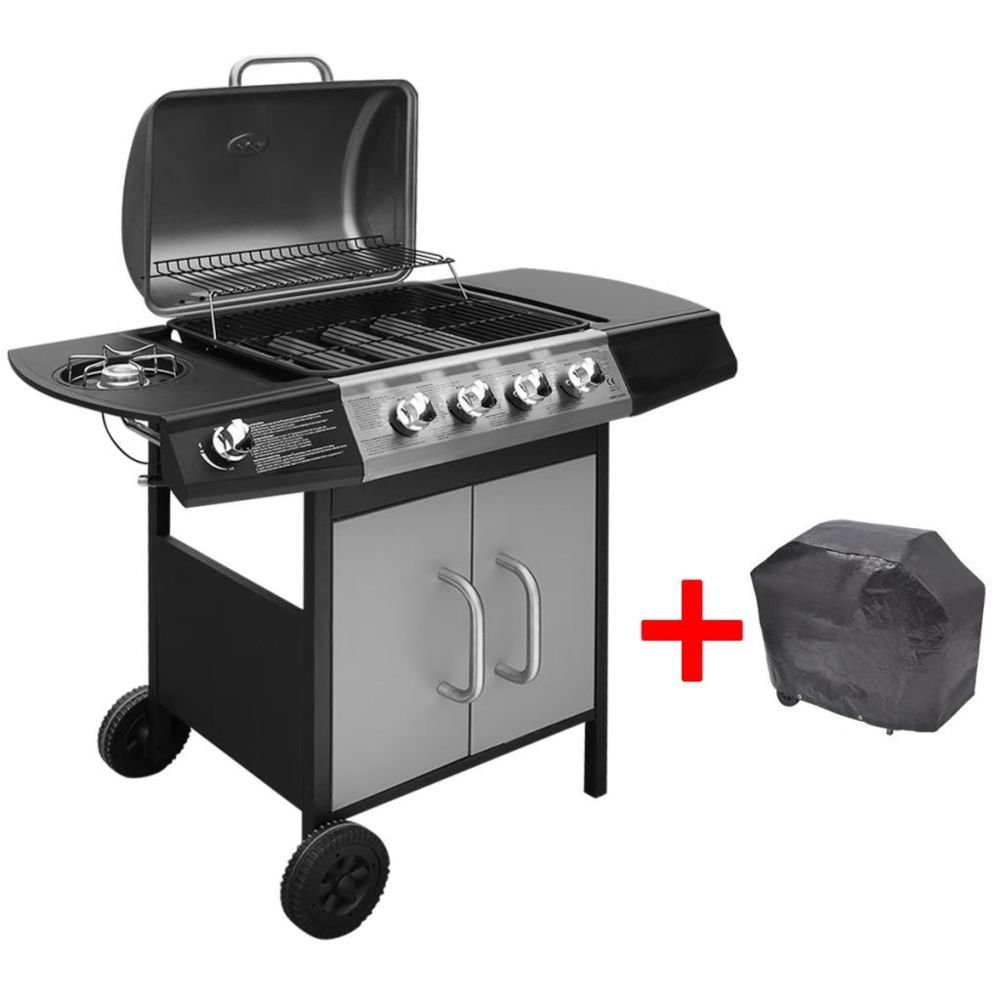 Vidaxl - Barbecue gril à gaz 4 + 1 brûleurs Noir et argenté | Argent - Accessoires barbecue