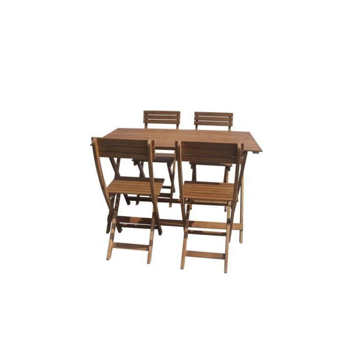 Sans Marque - Ensemble repas de jardin pliable 4 places - table 120x70cm et 4 chaises - En bois deucalyptus - Ensembles tables et chaises
