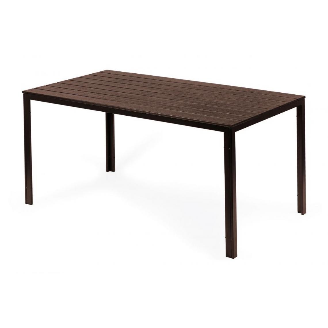 Hucoco - MSTORE - Table de jardin rectangulaire style moderne - 156x78x74 - Pieds en métal - Brun - Tables de jardin