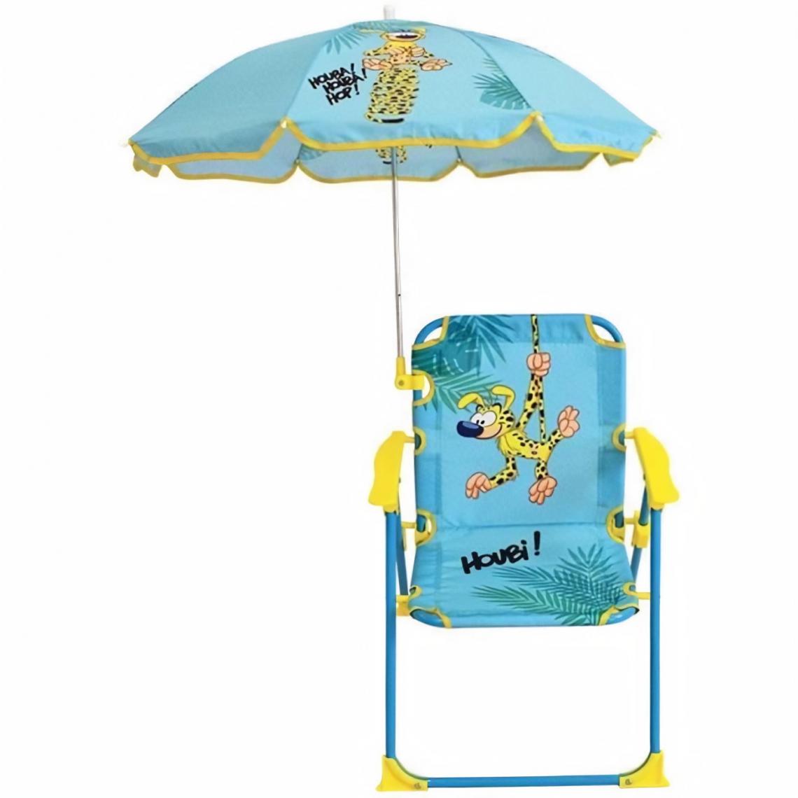 Fun House - MARSUPILAMI Chaise pliante avec parasol ± chaise 53 x 39 x 39 cm, parasol ø 65 cm pour enfant - Transats, chaises longues