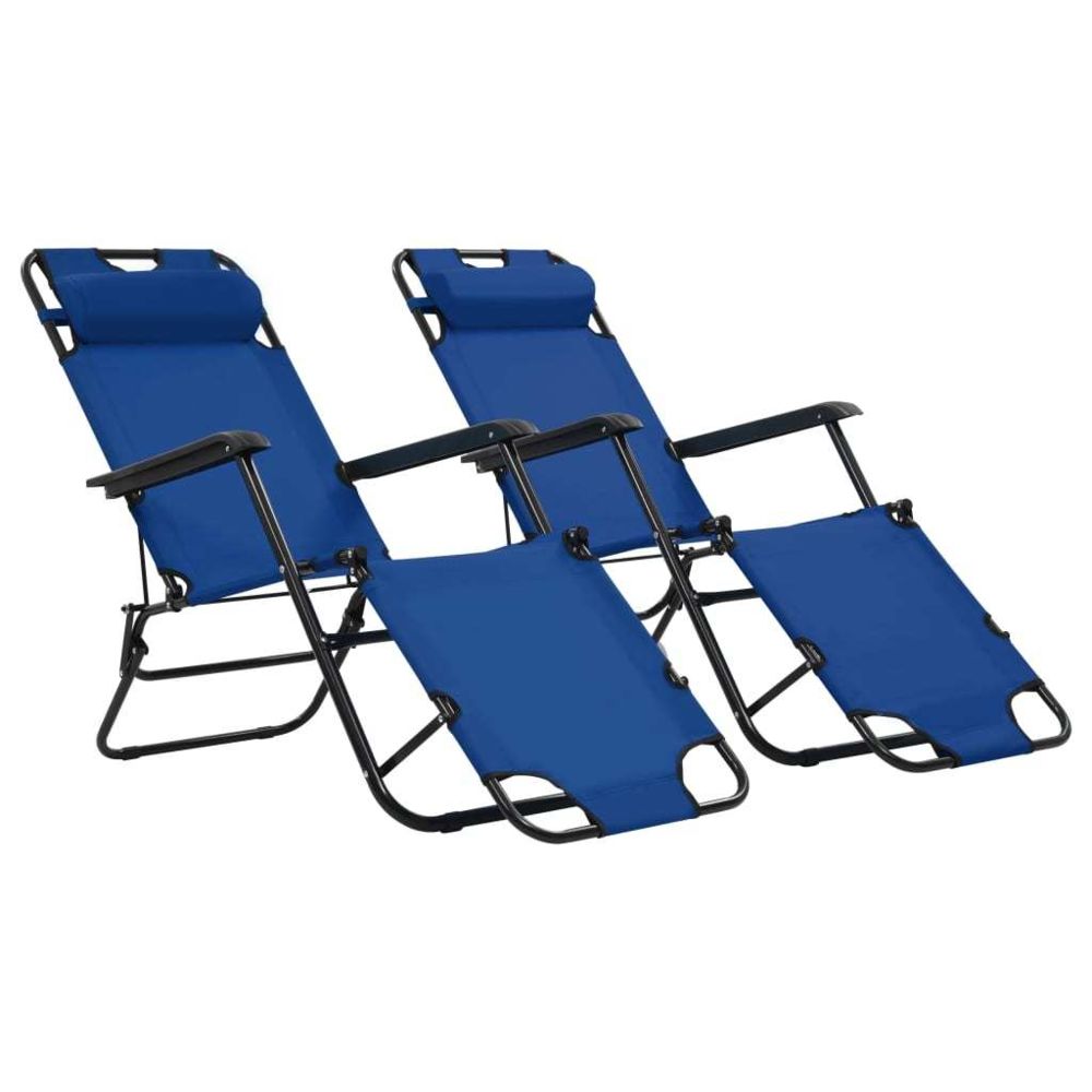 Vidaxl - Chaises longues pliables 2 pcs avec repose-pied Bleu - Meubles/Meubles de jardin/Sièges d'extérieur/Bains de soleil | Bleu | Bleu - Chaises de jardin