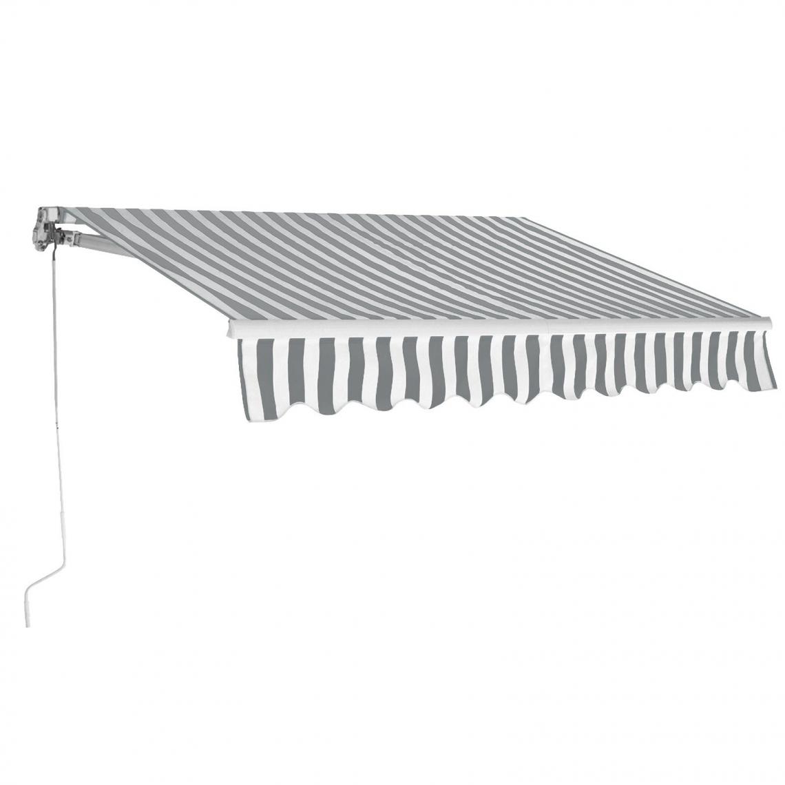 Helloshop26 - Store banne rétractable 3 x 2,5 m avec tissu résistant aux UV et à l'eau cadre en aluminium pour terrasse balcon noir blanc 20_0001114 - Store banne
