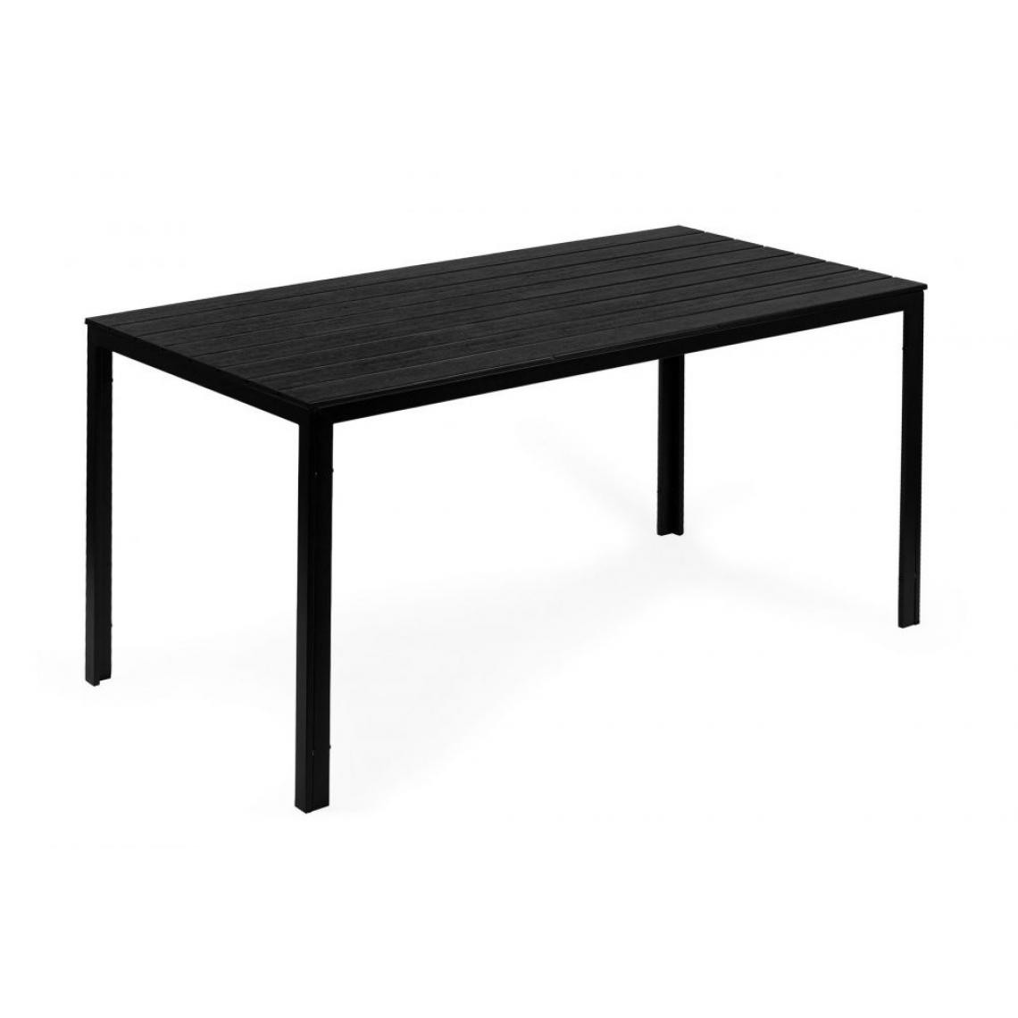 Hucoco - MSTORE - Table de jardin rectangulaire style moderne - 156x78x74 - Pieds en métal - Noir - Tables de jardin
