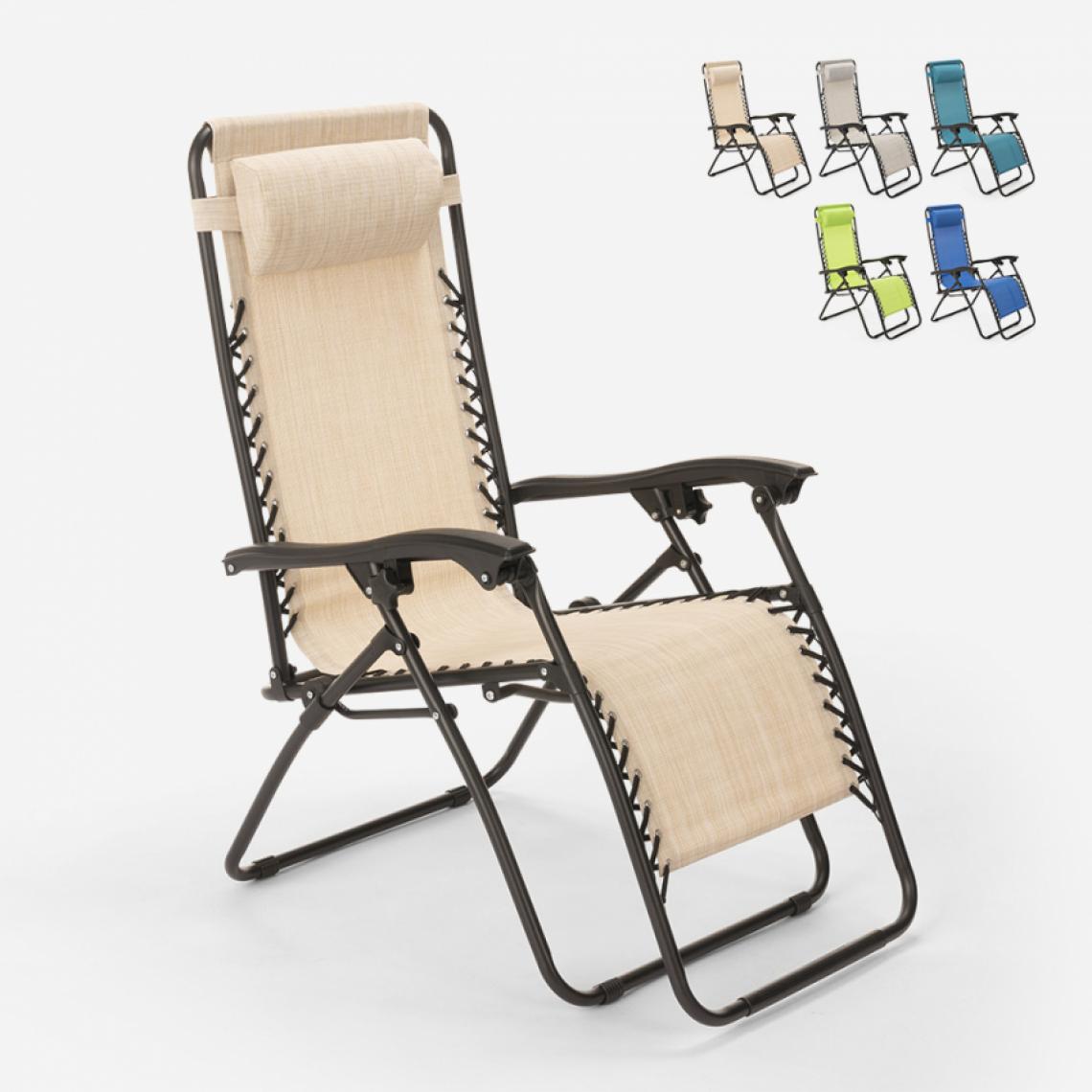 Beach And Garden Design - Chaise longue de plage et jardin pliante multi-positions Emily Zero Gravity, Couleur: Beige - Transats, chaises longues