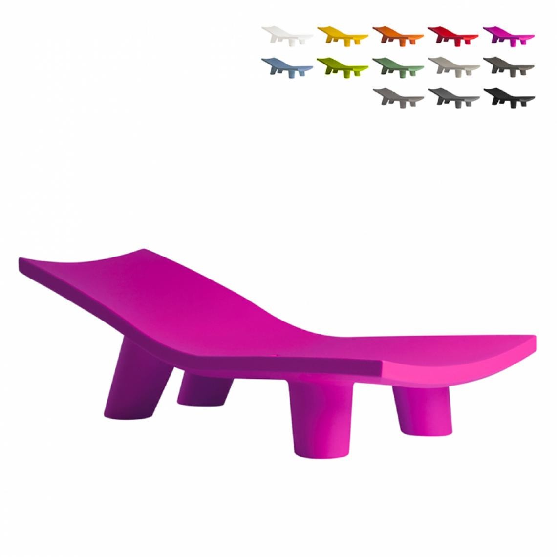 Slide - Transat Design Moderne En Polyéthylène Jardin Piscine Slide Low Lita Lounge, Couleur: Fucsia - Transats, chaises longues
