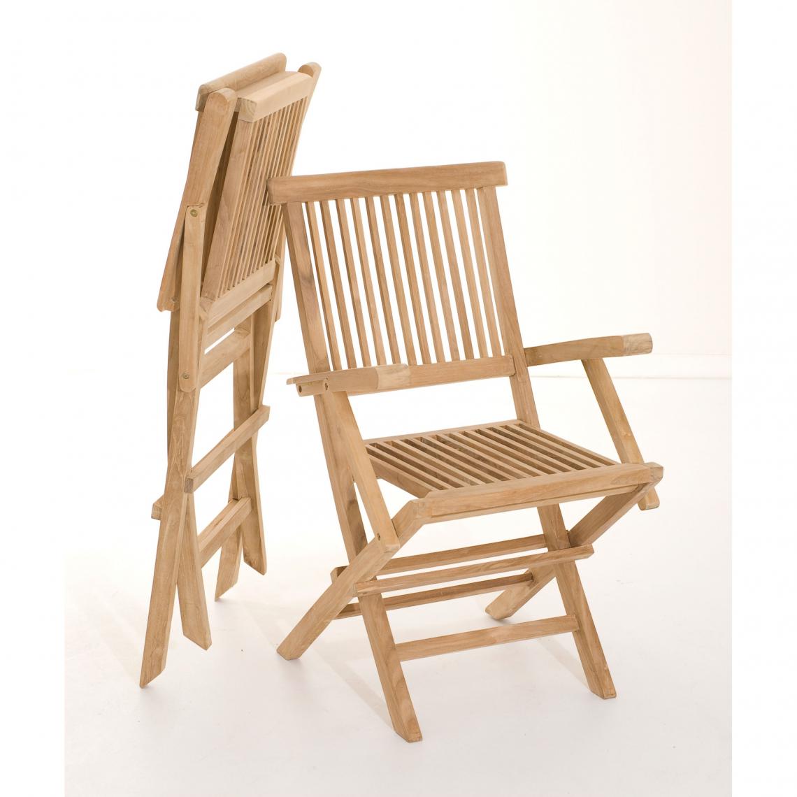 MACABANE - Lot de 2 fauteuils pliants en teck massif Java - Teck - Fauteuil de jardin