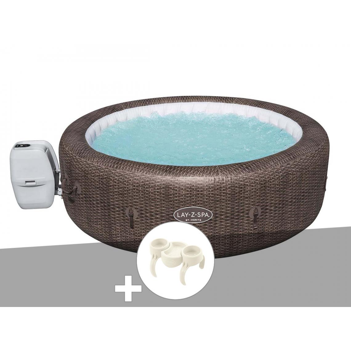Bestway - Kit spa gonflable Bestway Lay-Z-Spa St Moritz rond Airjet 5/7 places + Porte-gobelets - Spa gonflable