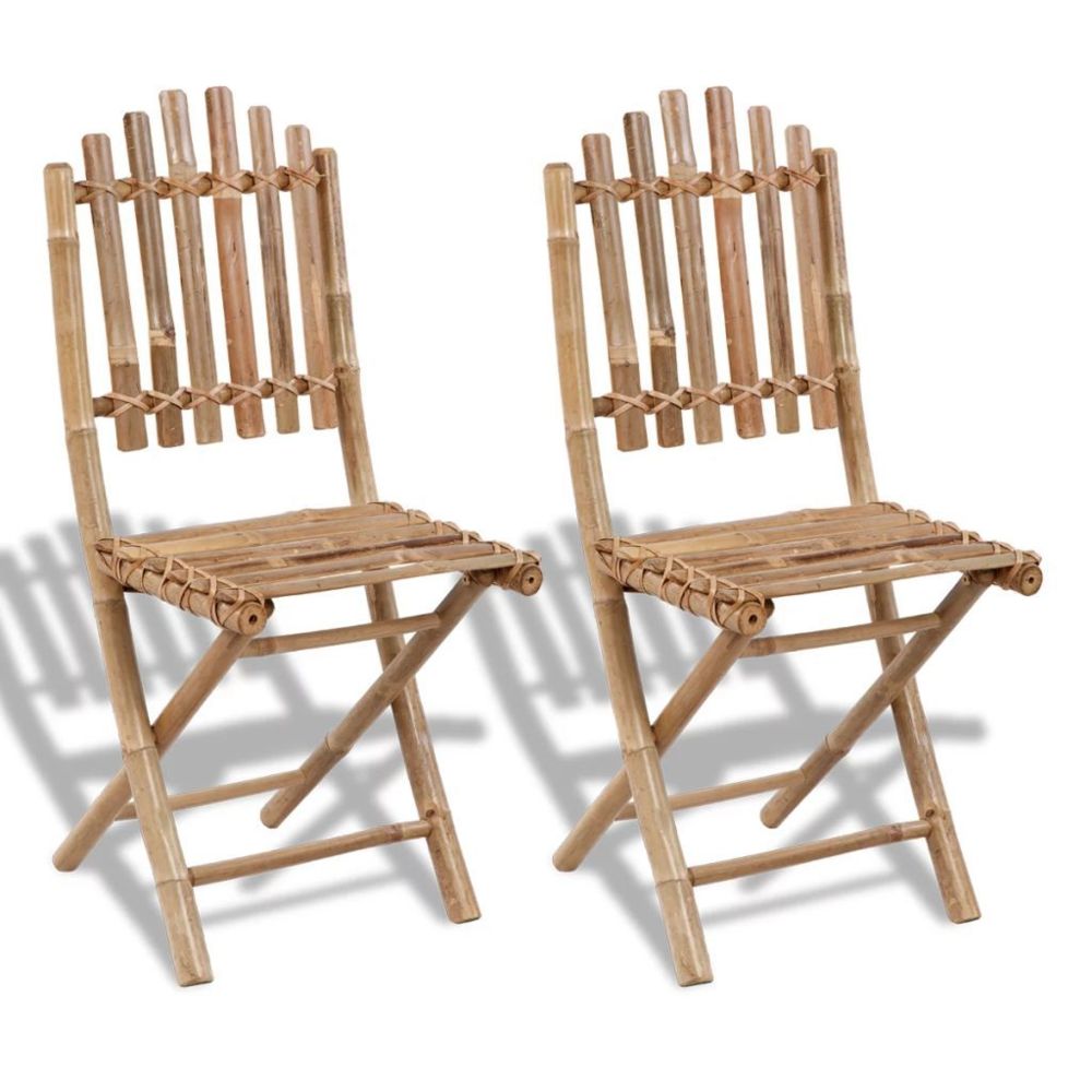 Vidaxl - Set de 2 chaises pliables en bambou | Brun - Chaises de jardin
