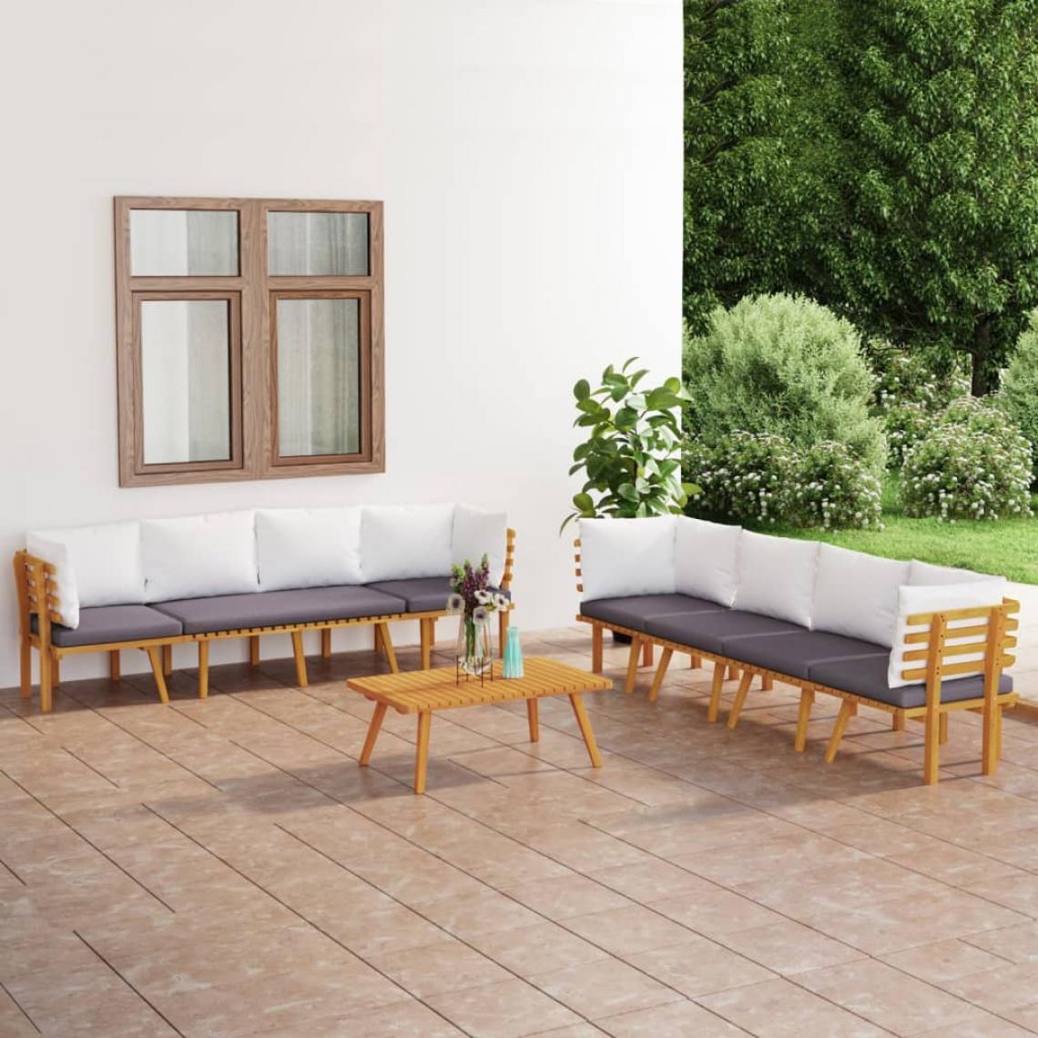 Vidaxl - vidaXL Salon de jardin 8 pcs avec coussins Bois d'acacia solide - Ensembles canapés et fauteuils