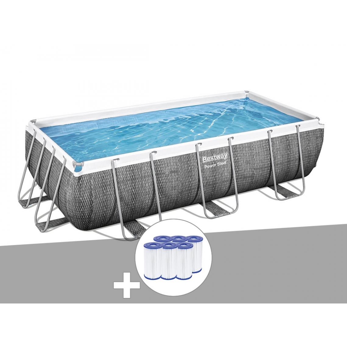 Bestway - Kit piscine tubulaire rectangulaire Bestway Power Steel 4,04 x 2,01 x 1,00 m + 6 cartouches de filtration - Piscine Tubulaire