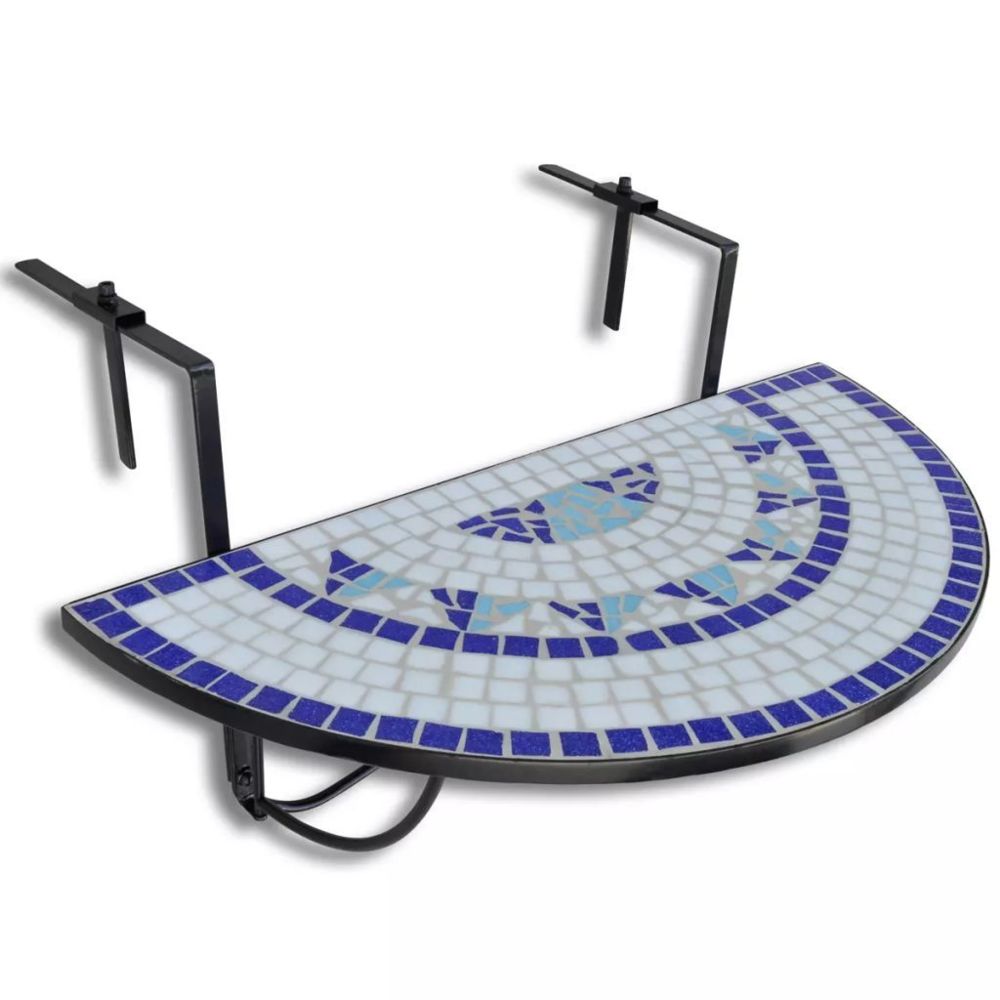 Vidaxl - Table de balcon suspendue Demi-circulaire Bleu et Blanc | Multicolore - Ensembles canapés et fauteuils