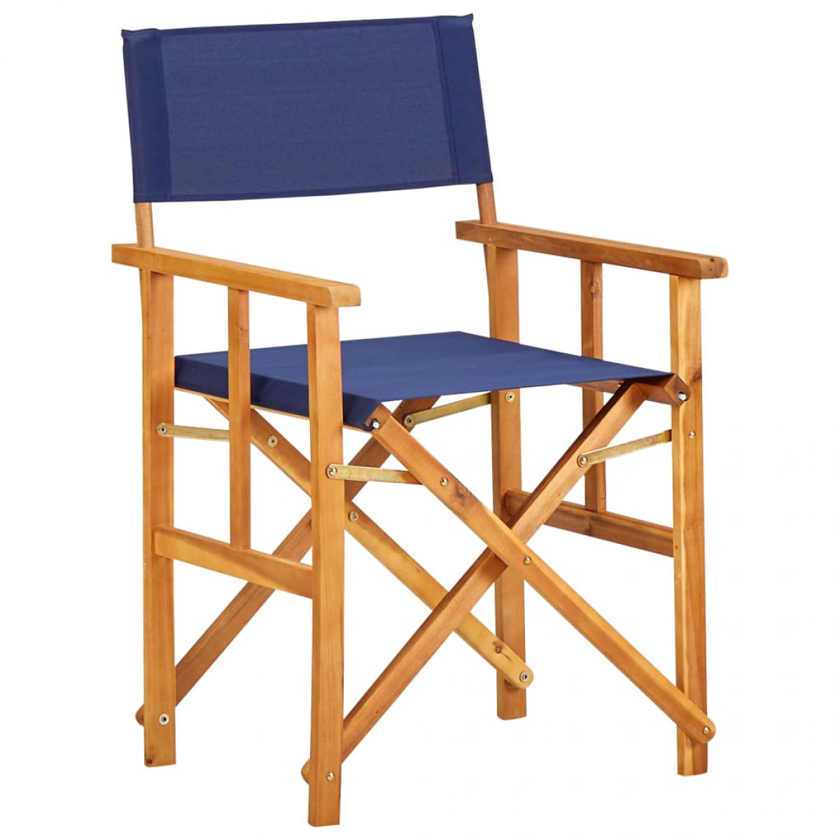 Vidaxl - vidaXL Chaise de metteur en scène Bois massif d'acacia Bleu - Chaises de jardin