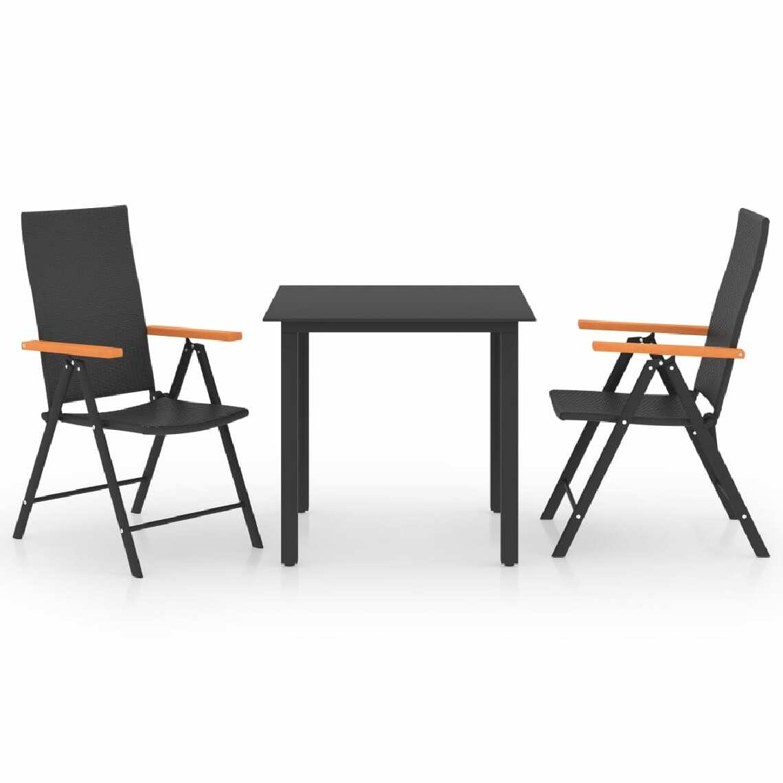 Vidaxl - vidaXL Ensemble de salle à manger de jardin 3 pcs Noir et marron - Ensembles canapés et fauteuils