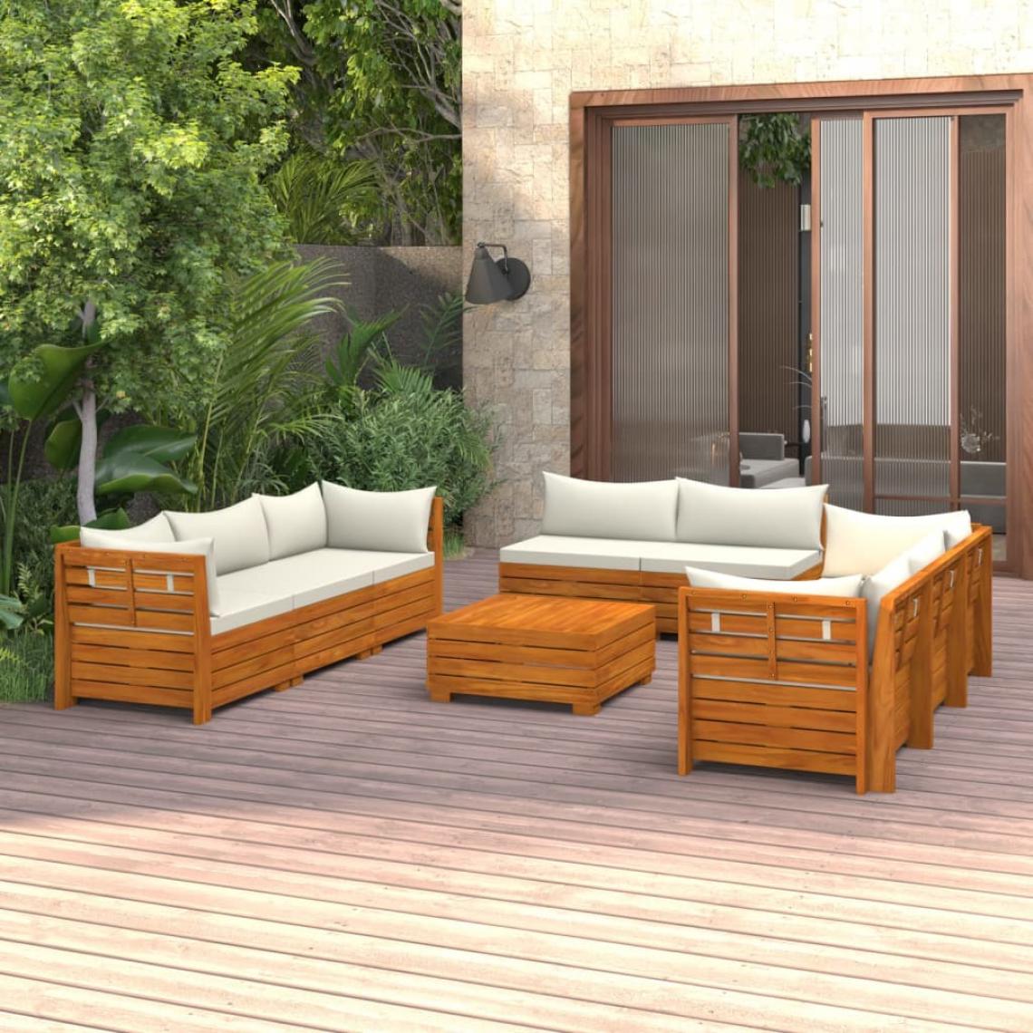 Vidaxl - vidaXL Salon de jardin 9 pcs avec coussins Bois d'acacia solide - Chaises de jardin