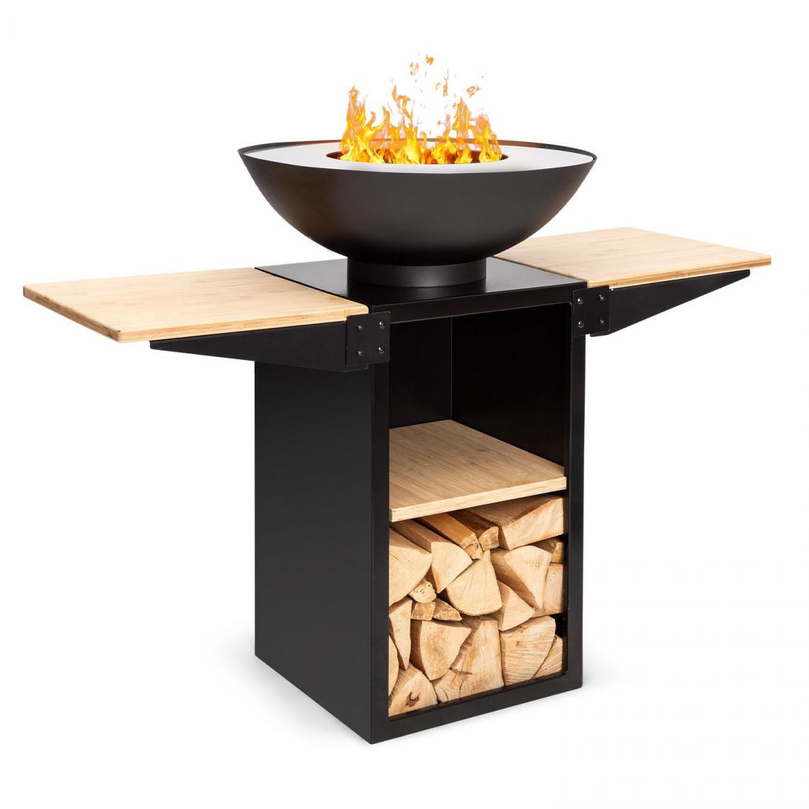 Blumfeldt - Braséro Savage 2.0 Tall avec barbecue et tables d'appoint en bambou Protection contre les intempéries - Barbecues charbon de bois
