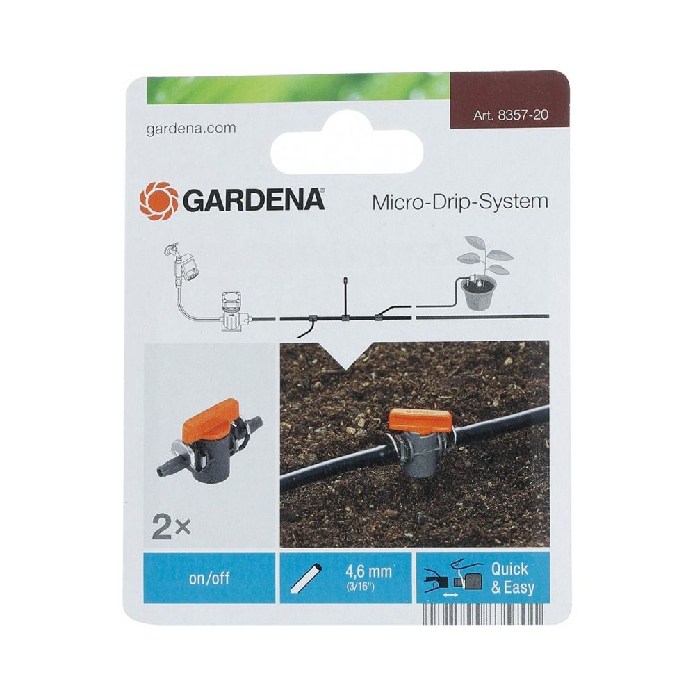 Gardena - Vanne d'arret 3/16"" - 4,6 mm a 2 pièces - Consommables pour outillage motorisé