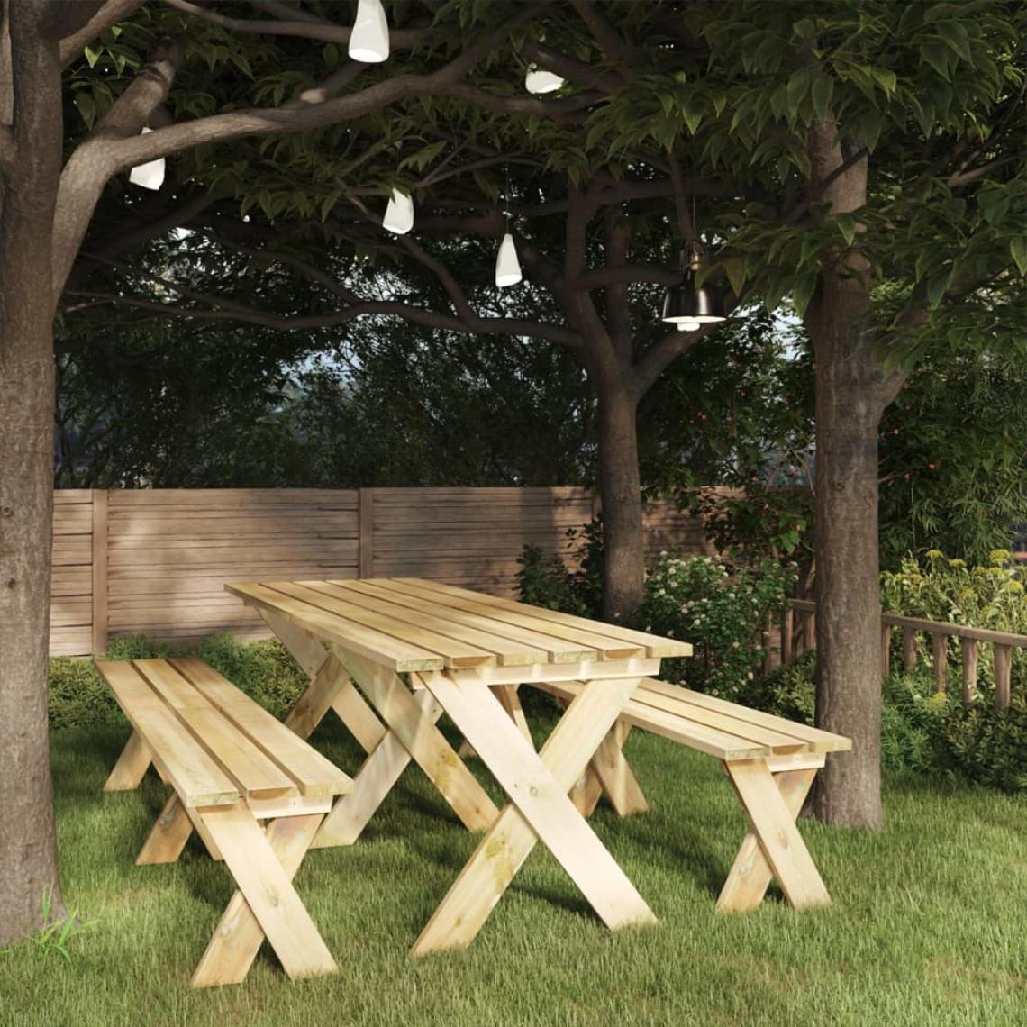 Vidaxl - vidaXL Mobilier de salle à manger de jardin 3 pcs Bois de pin imprégné - Ensembles canapés et fauteuils