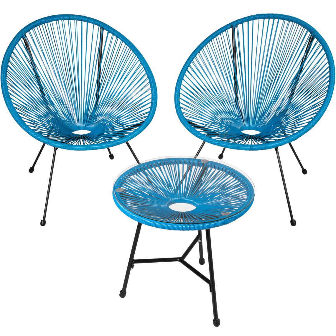 Tectake - Ensemble table et chaises de jardin GABRIELLA - bleu - Ensembles tables et chaises
