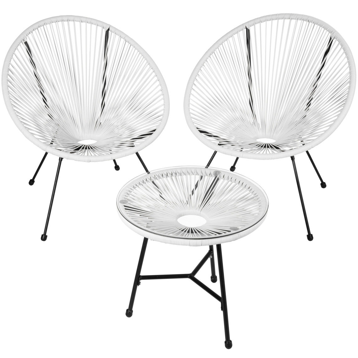 Tectake - Ensemble table et chaises de jardin GABRIELLA - blanc - Ensembles tables et chaises