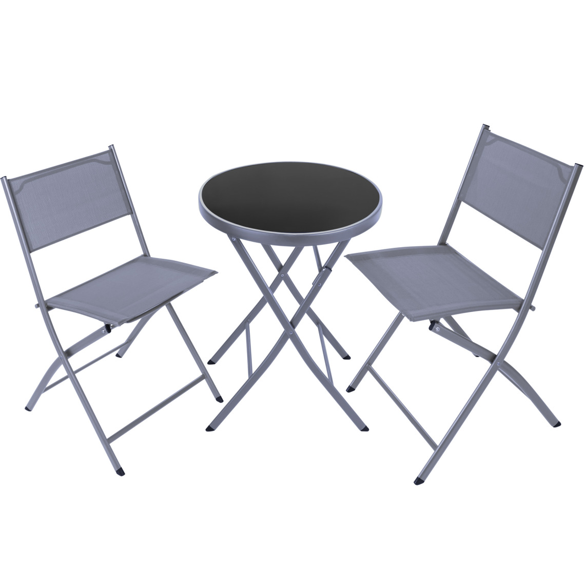 Tectake - Ensemble table et chaises de jardin DUSSELDORF - gris - Ensembles tables et chaises