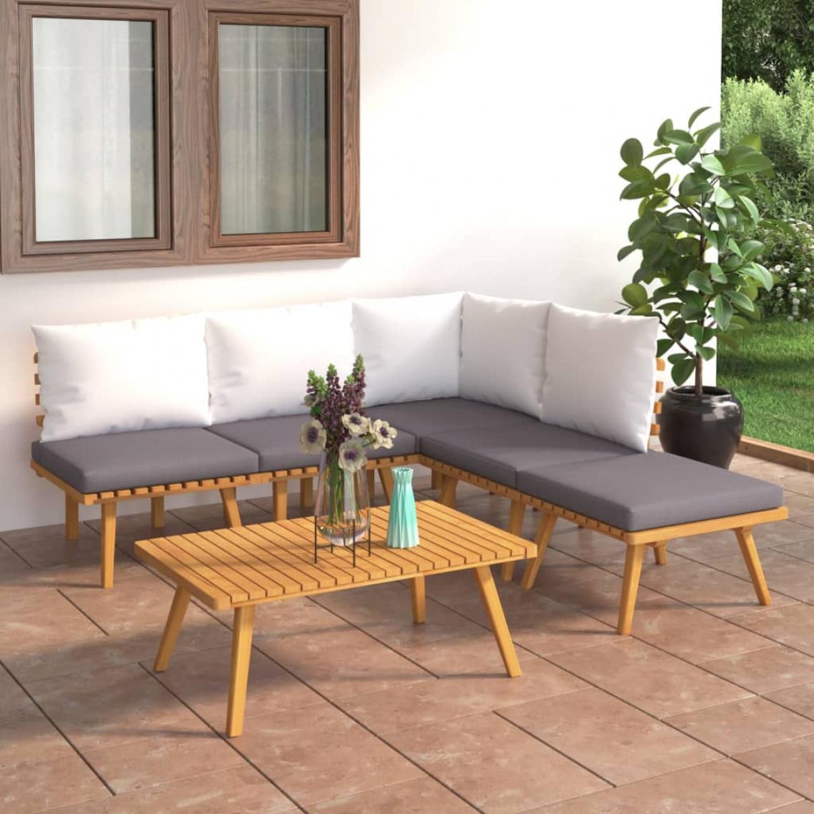 Vidaxl - vidaXL Salon de jardin 6 pcs avec coussins Bois d'acacia solide - Ensembles canapés et fauteuils