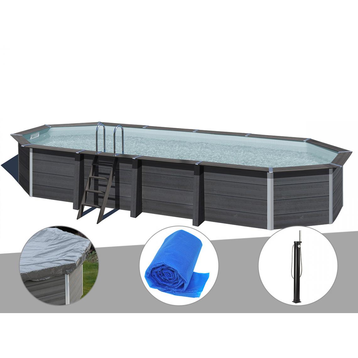 Gre - Kit piscine composite Gré Avant-Garde ovale 8,04 x 3,86 x 1,24 m + Bâche hiver + Bâche à bulles + Douche - Piscines bois