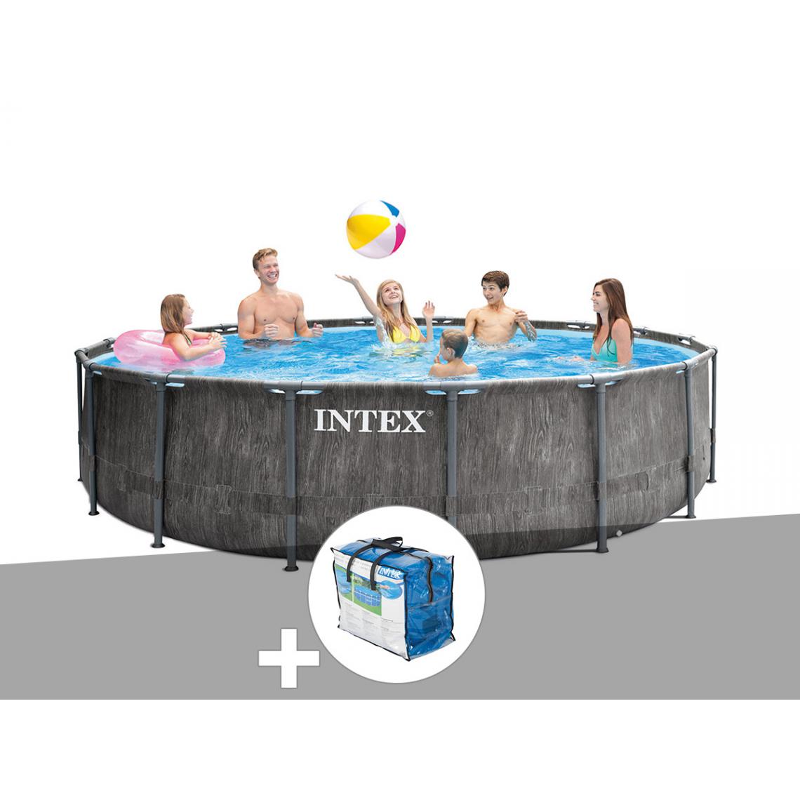 Intex - Kit piscine tubulaire Intex Baltik ronde 5,49 x 1,22 m + Bâche à bulles - Piscine Tubulaire