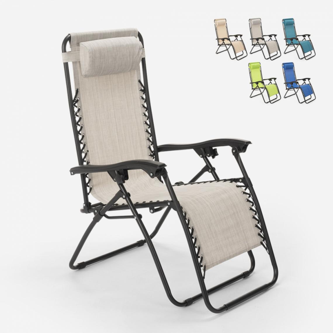 Beach And Garden Design - Chaise longue de plage et jardin pliante multi-positions Emily Zero Gravity, Couleur: Gris - Transats, chaises longues