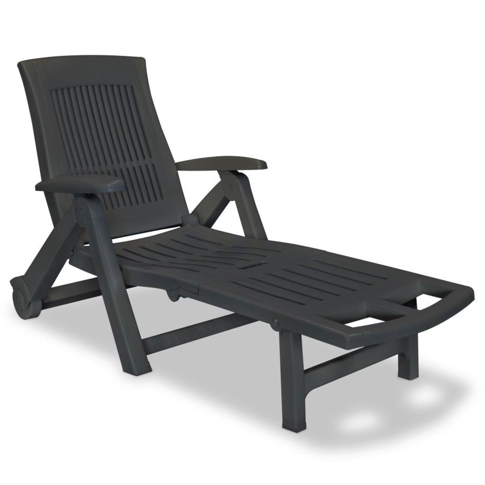 Vidaxl - Chaise longue avec repose-pied Plastique Anthracite | Gris - Chaises de jardin
