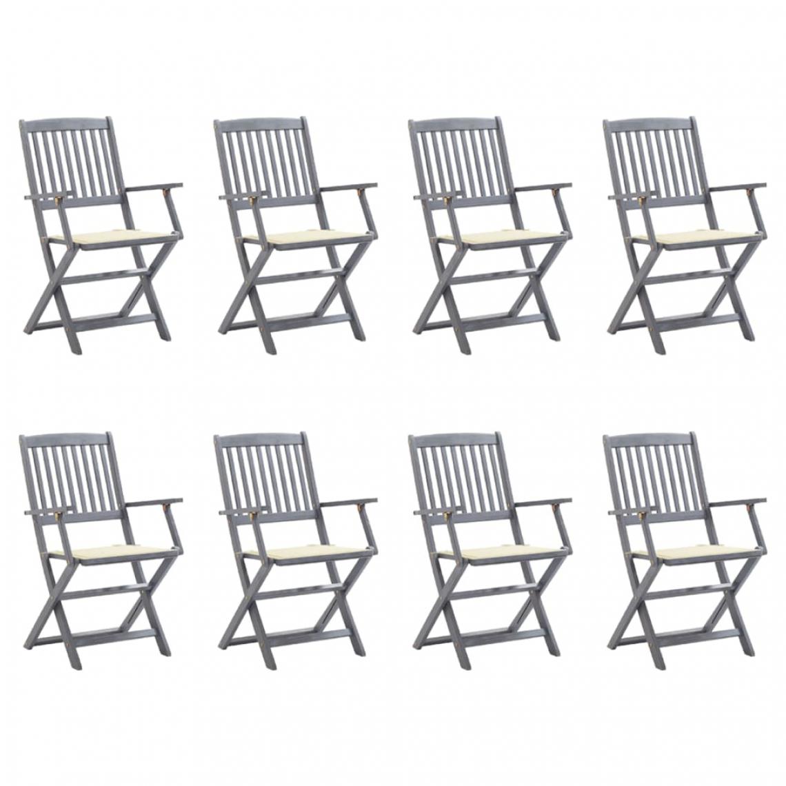 Vidaxl - vidaXL Chaises pliables d'extérieur 8 pcs avec coussins Bois d'acacia - Chaises de jardin