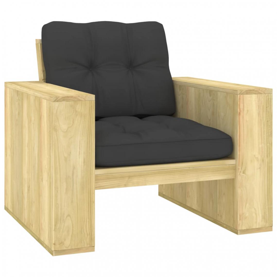 Vidaxl - vidaXL Chaise de jardin avec coussins anthracite Bois de pin imprégné - Chaises de jardin