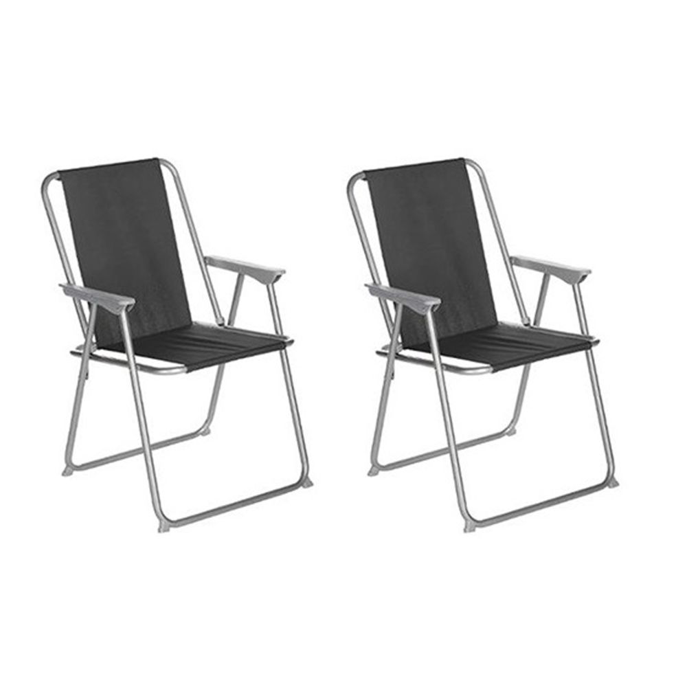 Pegane - Lot de 2 chaises de camping pliantes coloris noir - L. 74.5 x l. 53 x H. 7cm -PEGANE- - Chaises de jardin