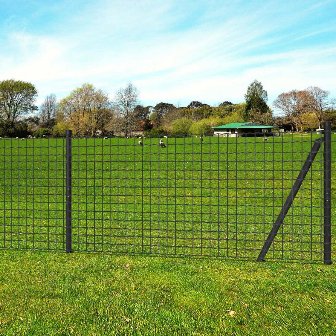 Vidaxl - Jeu de clôture Euro avec piquets de sol 25 x 1 m Acier Gris - 142493 - Gris - Portillon