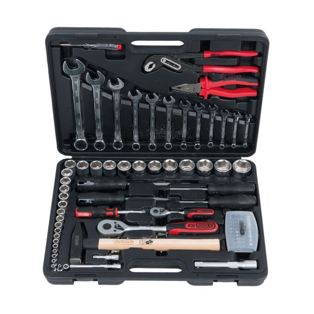 Ks Tools - KS Tools Jeu combiné, finition chromé mat, 88 pièces 1/4"" + 1/2"" inch - Coffrets outils