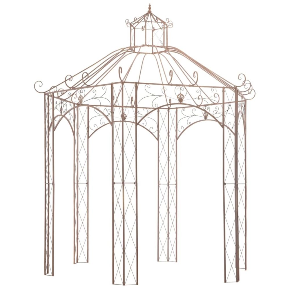 marque generique - Contemporain Structures extérieures ligne Yaren Pavillon de jardin Marron antique 3 m Fer - Marquise, auvent