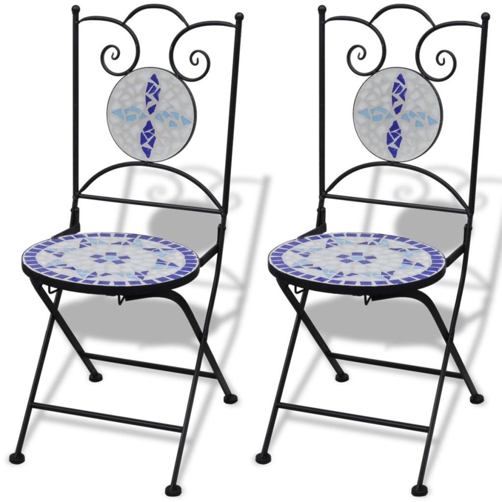 Vidaxl - 2 chaises de bistrot en mosaïque Bleue / Blanc | Multicolore - Chaises de jardin