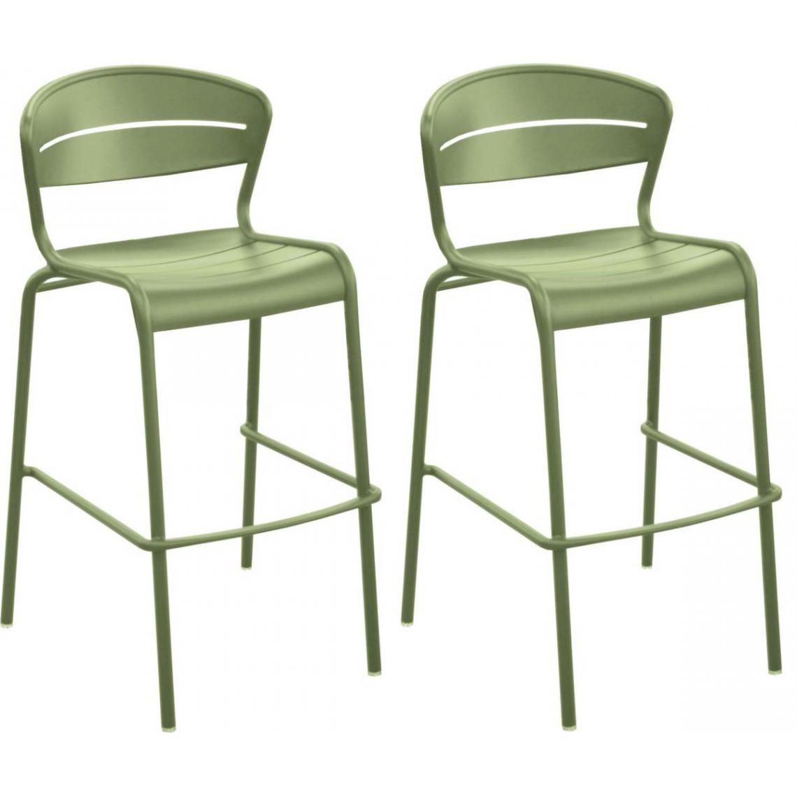Proloisirs - Chaises de bar terrasse en aluminium Haora (Lot de 2) - Chaises de jardin