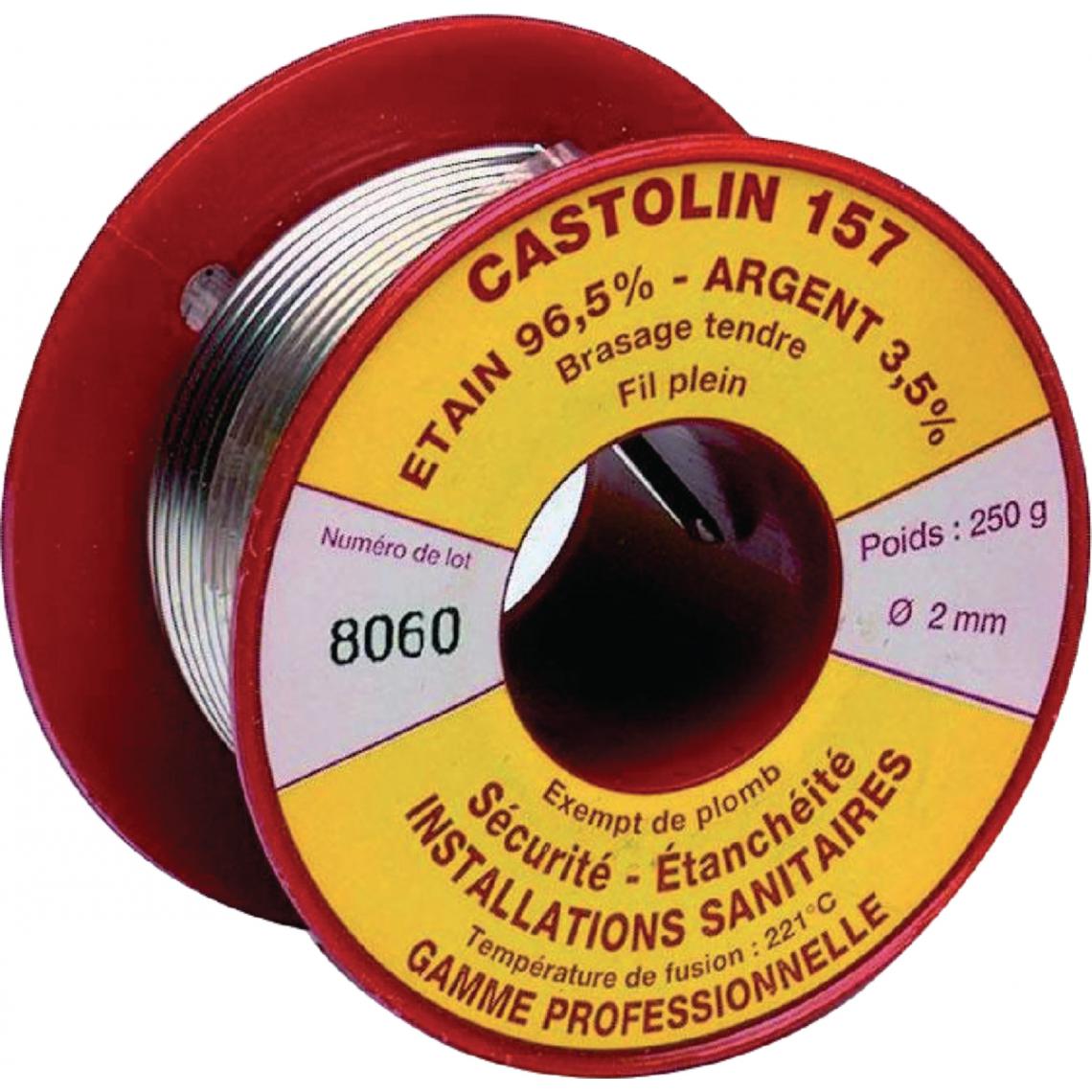 Castolin - bobine de fil - 157 - brasage tendre - etain/argent 3,5% - sans plomb gaz - 250g - castolin 157gaz2002p - Accessoires de soudure