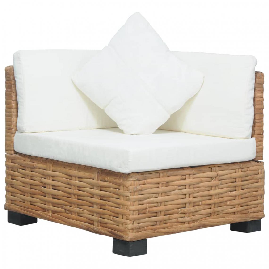 Vidaxl - vidaXL Canapé d'angle avec coussins Rotin naturel - Ensembles canapés et fauteuils