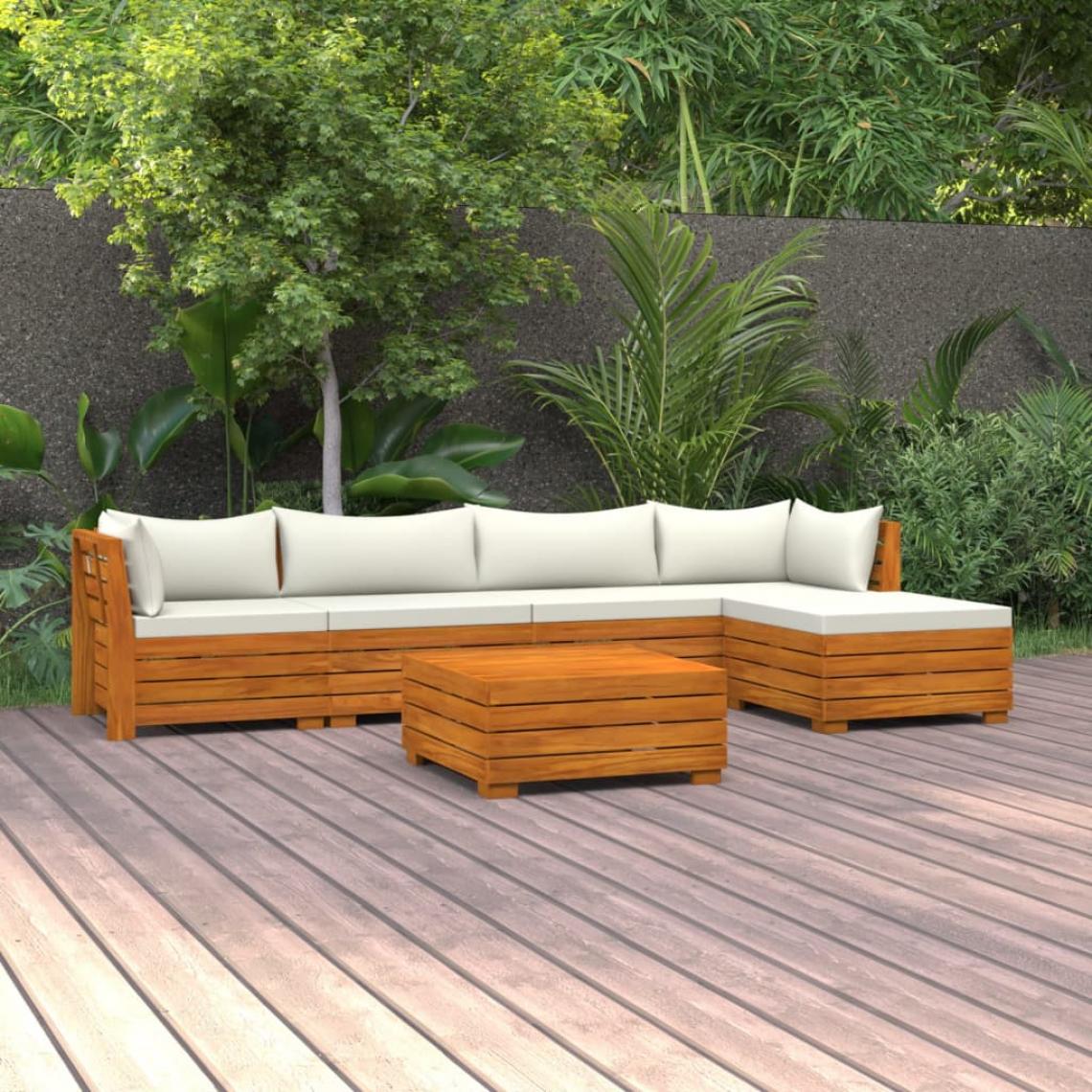 Vidaxl - vidaXL Salon de jardin 6 pcs avec coussins Bois d'acacia solide - Chaises de jardin