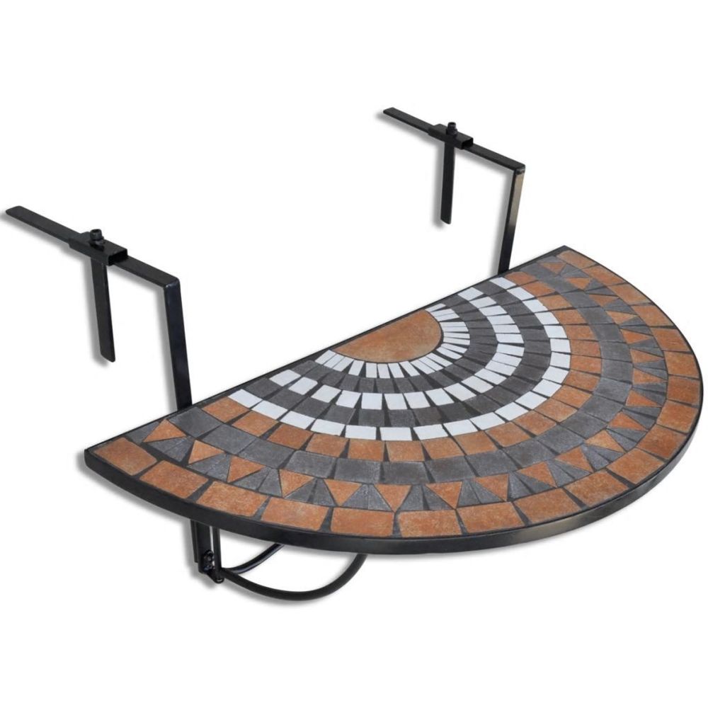 Vidaxl - Table de balcon suspendue Demi-circulaire Terre cuite Blanc | Brun - Ensembles canapés et fauteuils