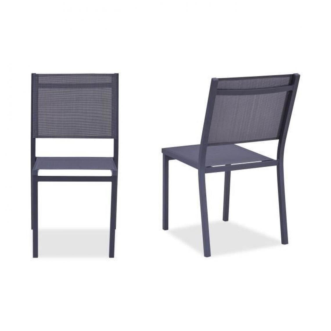 Sans Marque - Lot de 2 chaises en aluminium - 48 x 56 x 87 cm - Gris - Ensembles tables et chaises