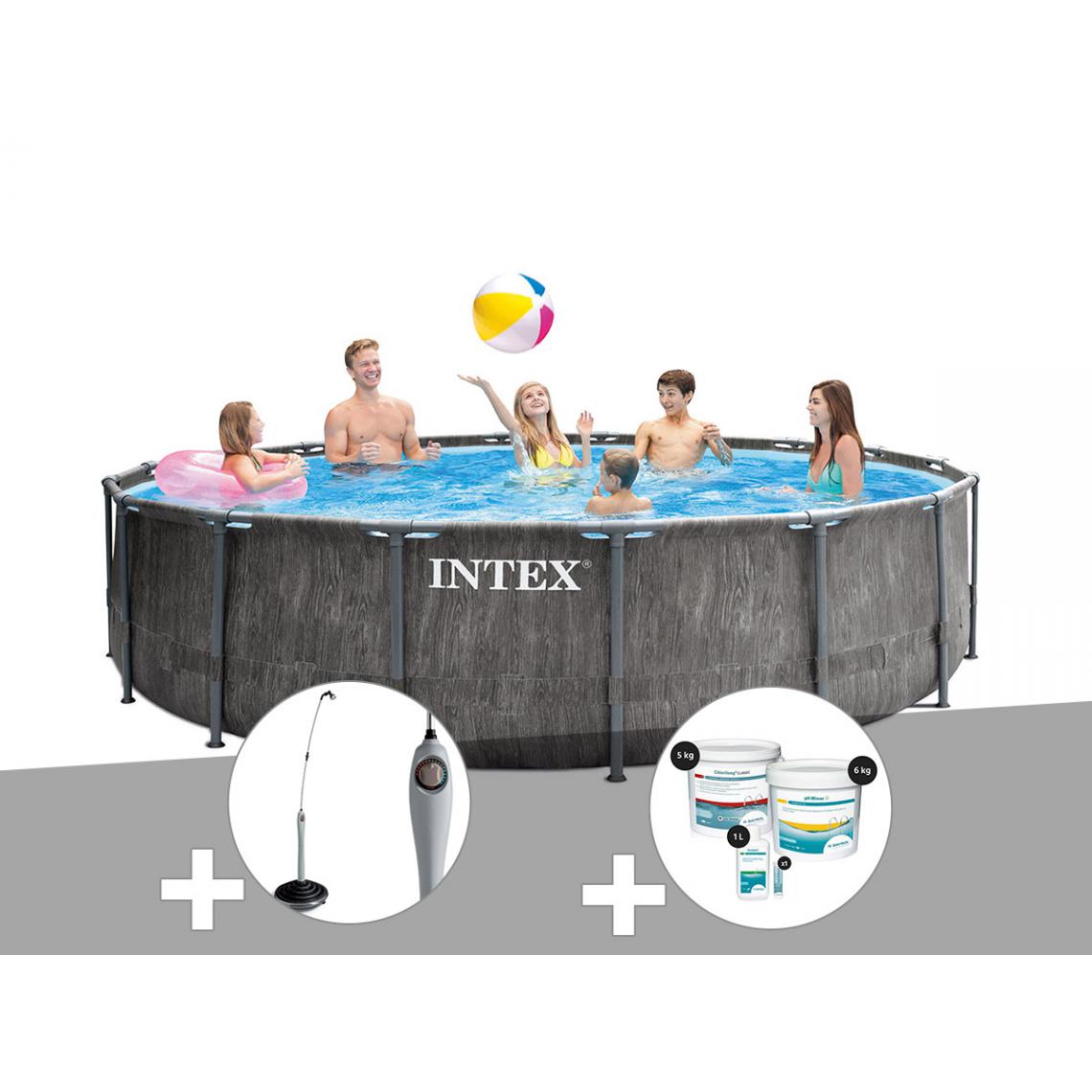 Intex - Kit piscine tubulaire Intex Baltik ronde 4,57 x 1,22 m + Douche solaire + Kit de traitement au chlore - Piscine Tubulaire
