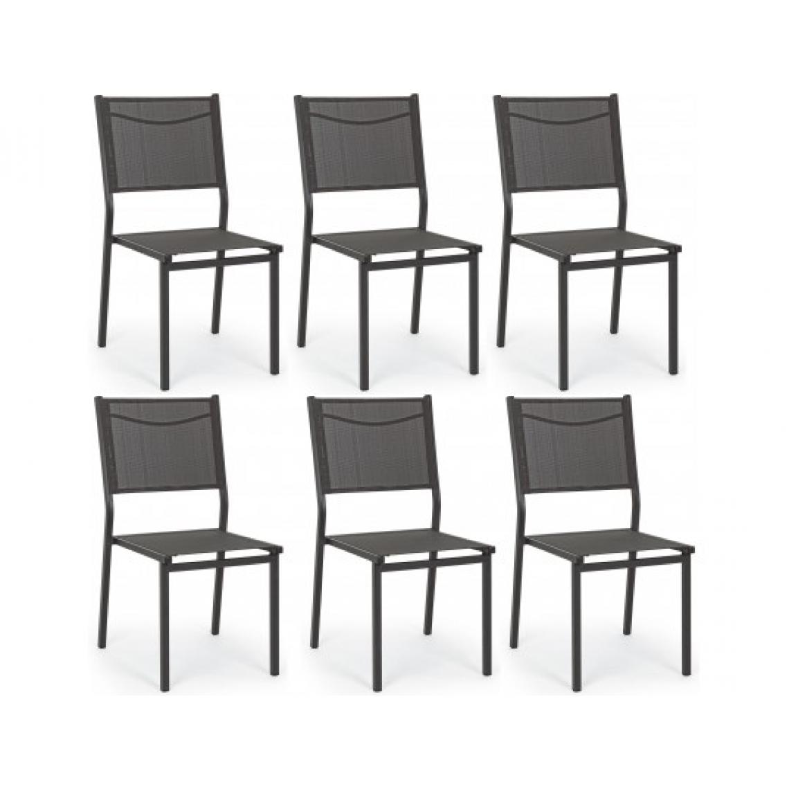 Bizzotto - Chaise Lot de 6 chaises Hilde anhracite - Chaises de jardin