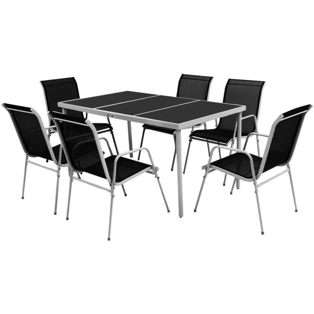 Vidaxl - Ensemble de salle à manger d'extérieur 7 pcs Noir - 43303 | Noir - Ensembles canapés et fauteuils
