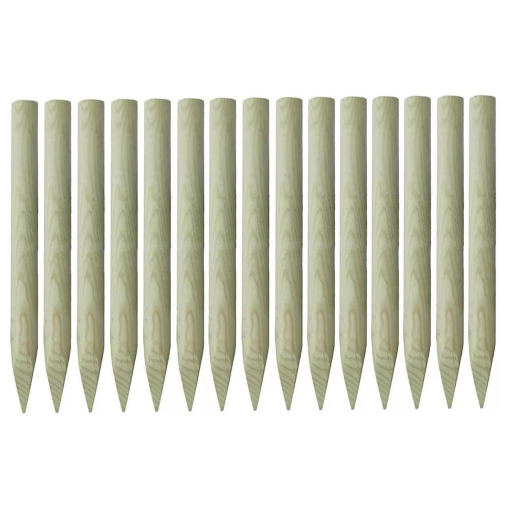 Vidaxl - Poteau de clôture pointu 15 pcs Pin imprégné 4 x 100 cm | Brun - Portillon