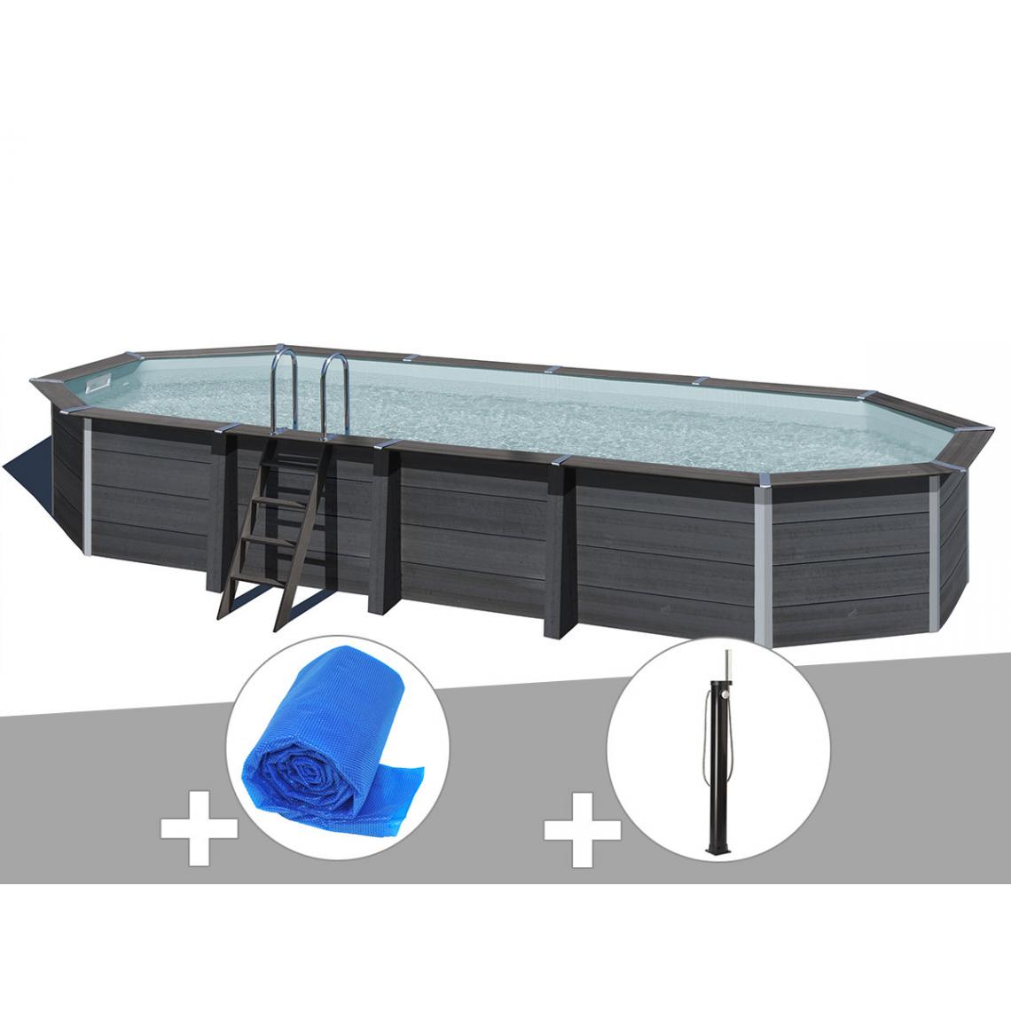 Gre - Kit piscine composite Gré Avant-Garde ovale 8,04 x 3,86 x 1,24 m + Bâche à bulles + Douche - Piscines bois