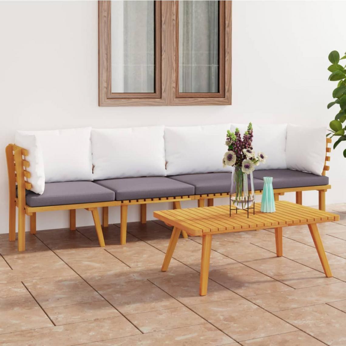 Vidaxl - vidaXL Salon de jardin 4 pcs avec coussins Bois d'acacia solide - Ensembles canapés et fauteuils