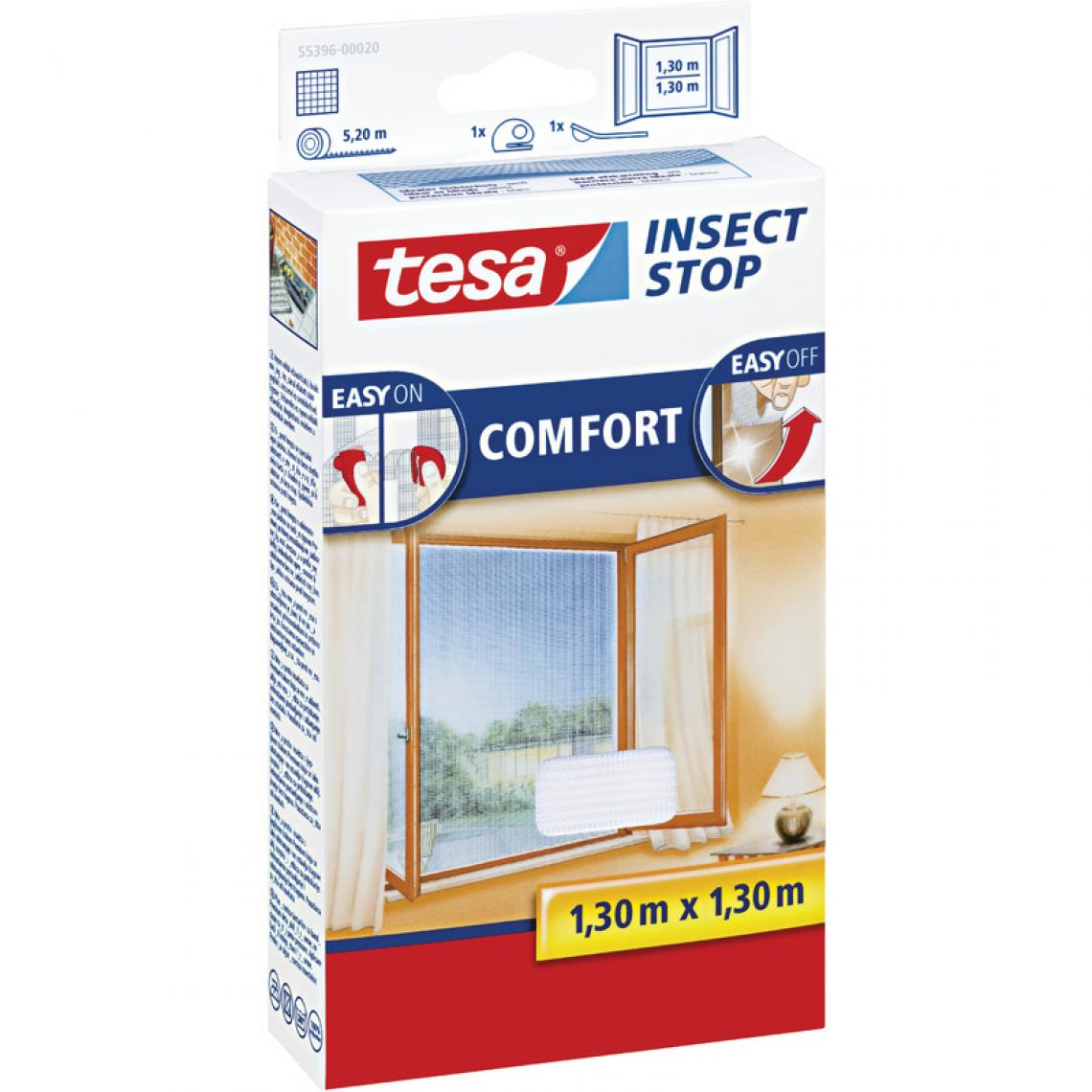 Tesa - tesa Moustiquaire COMFORT pour fenêtre, 1,30 m x 1,30 () - Bloc-porte