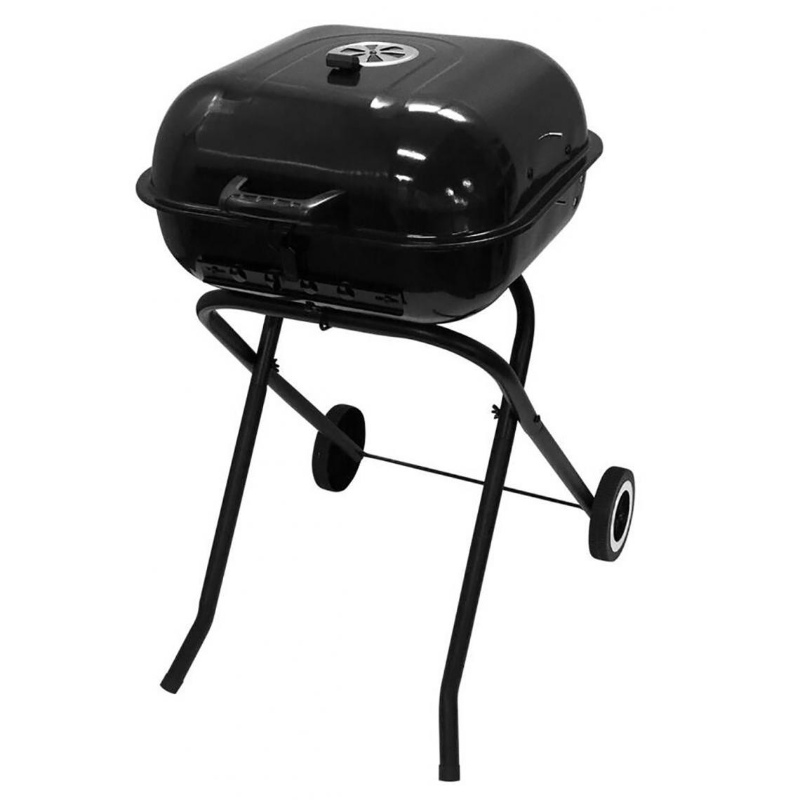 Pegane - Barbecue pliant avec roues en acier coloris noir - Longueur 47 x Profondeur 52 x Hauteur 87 cm - Barbecues gaz